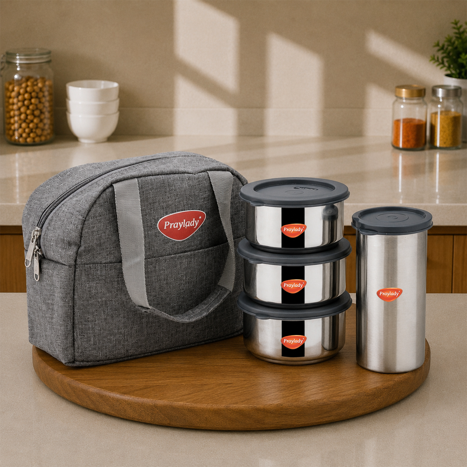 Lunch Mate Trio + | Insulated Lunch Box Set with 3 × 300 ml Steel Cont