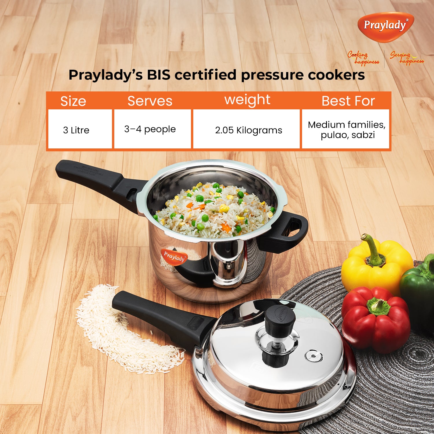 3ply Base Regular Stainless Steel Pressure Cooker