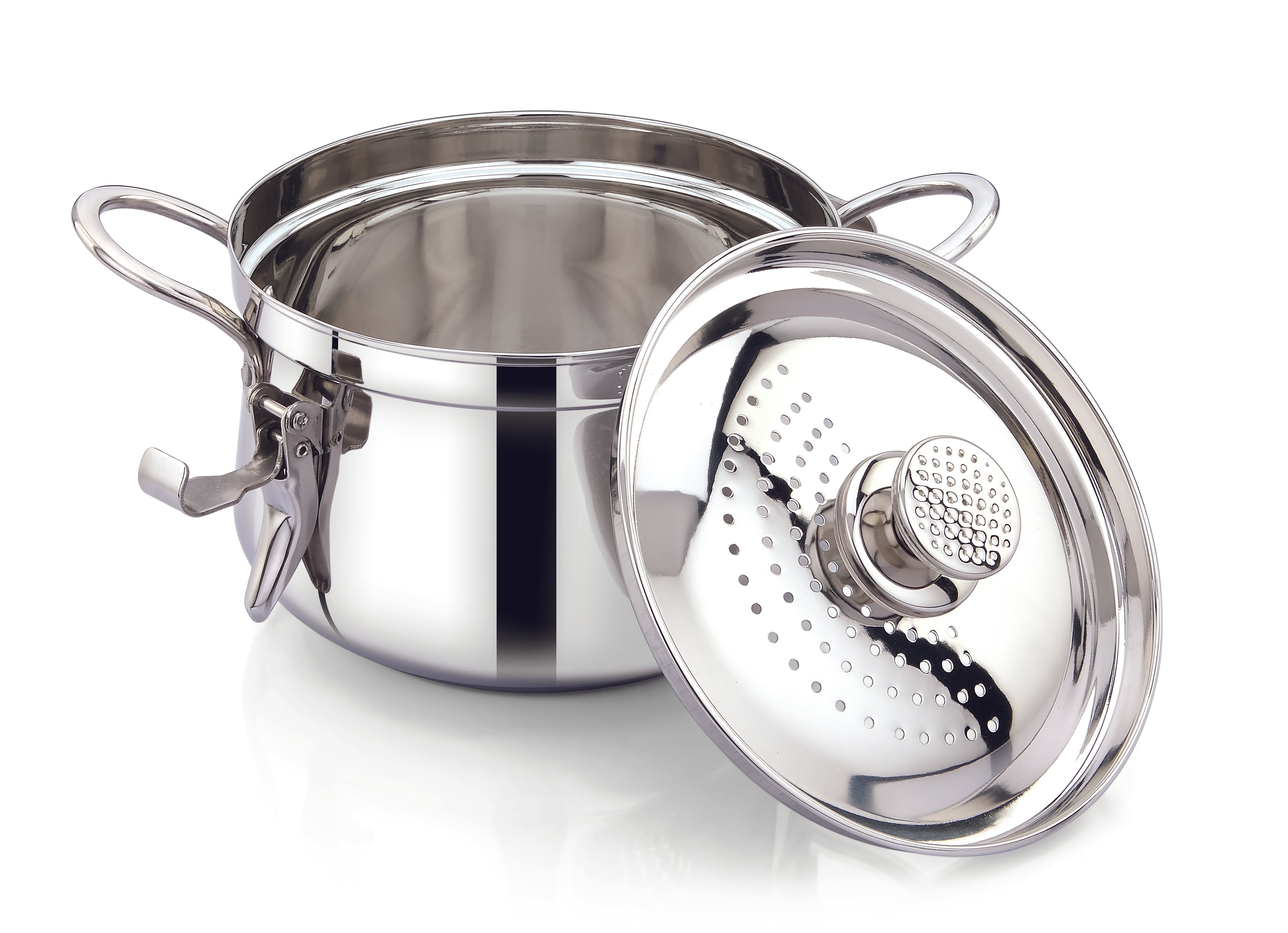 Baby Boss 3L Stainless Steel Strainer Pot with Lock – 18 cm Pasta, Rice & Vegetable Cooking Pot with Induction Base