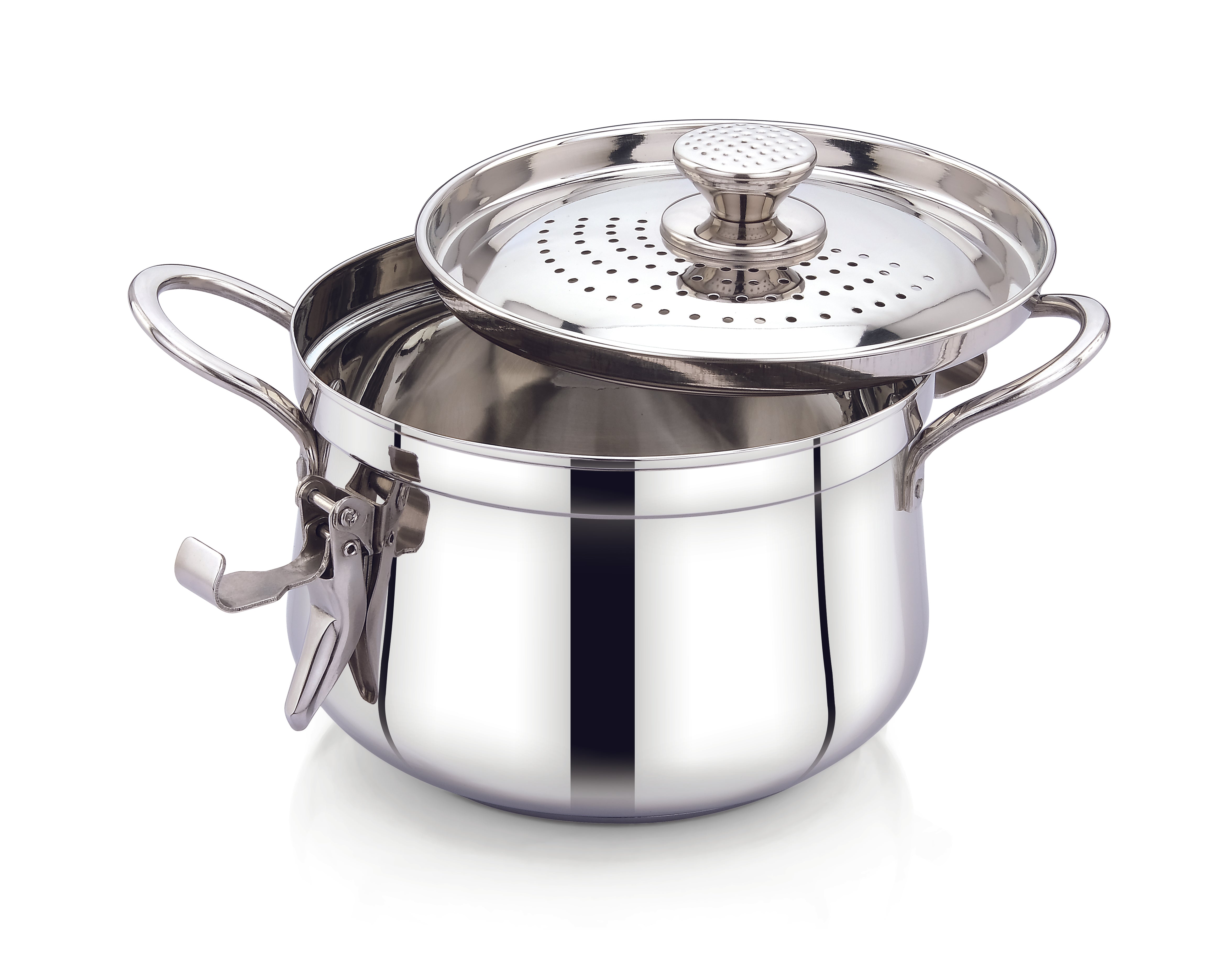 Baby Boss 3L Stainless Steel Strainer Pot with Lock – 18 cm Pasta, Rice & Vegetable Cooking Pot with Induction Base