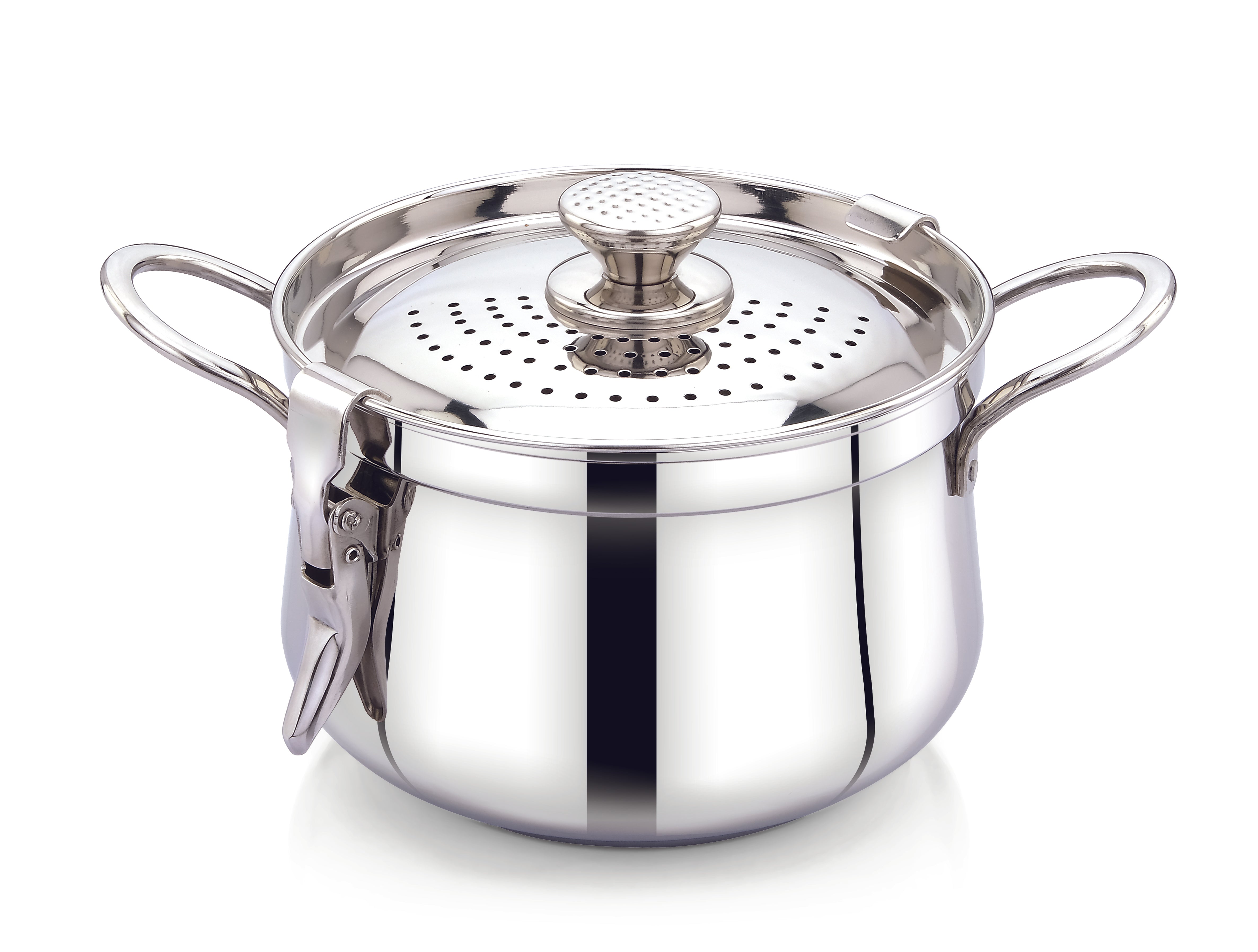Baby Boss 3L Stainless Steel Strainer Pot with Lock – 18 cm Pasta, Rice & Vegetable Cooking Pot with Induction Base