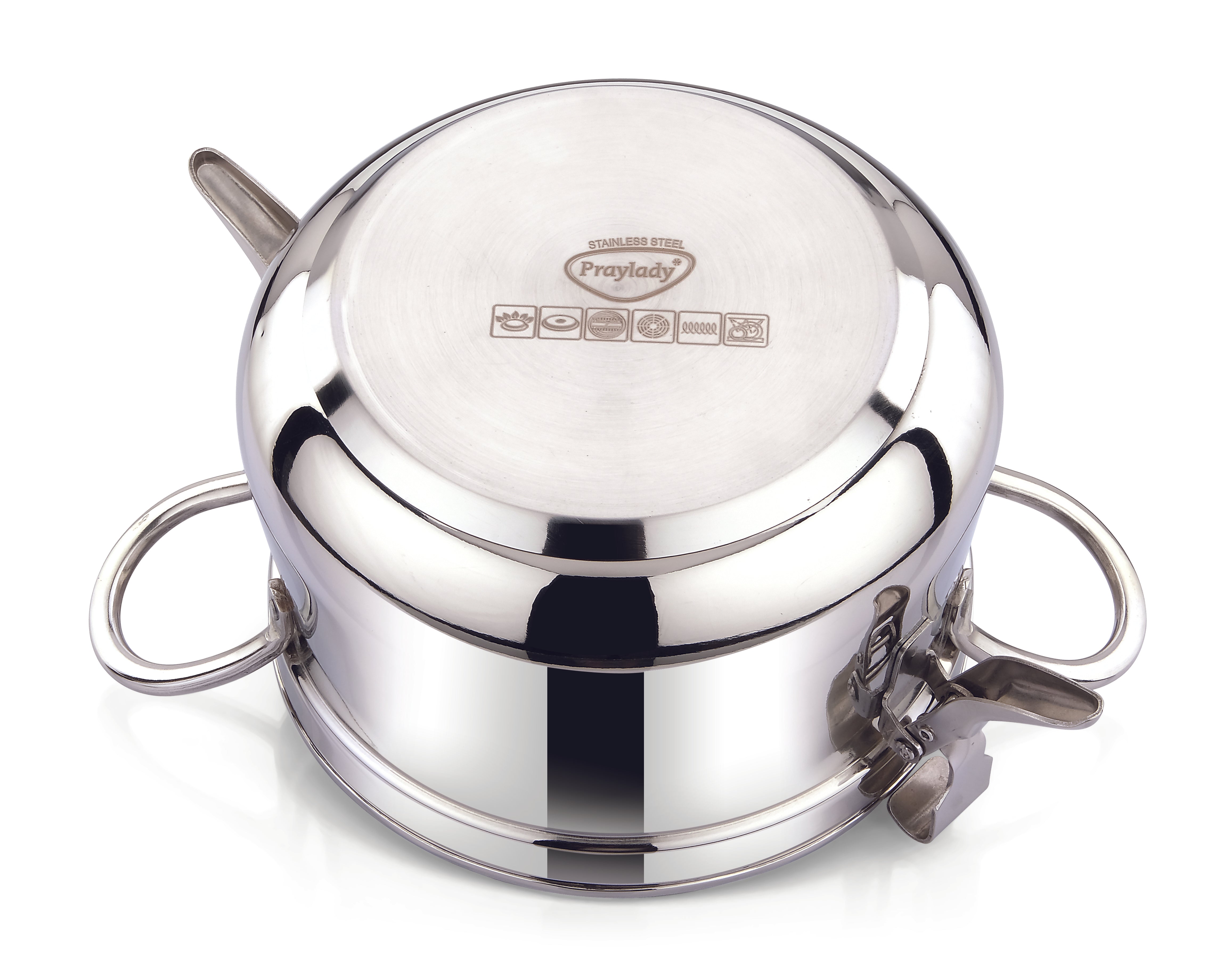 Baby Boss 3L Stainless Steel Strainer Pot with Lock – 18 cm Pasta, Rice & Vegetable Cooking Pot with Induction Base