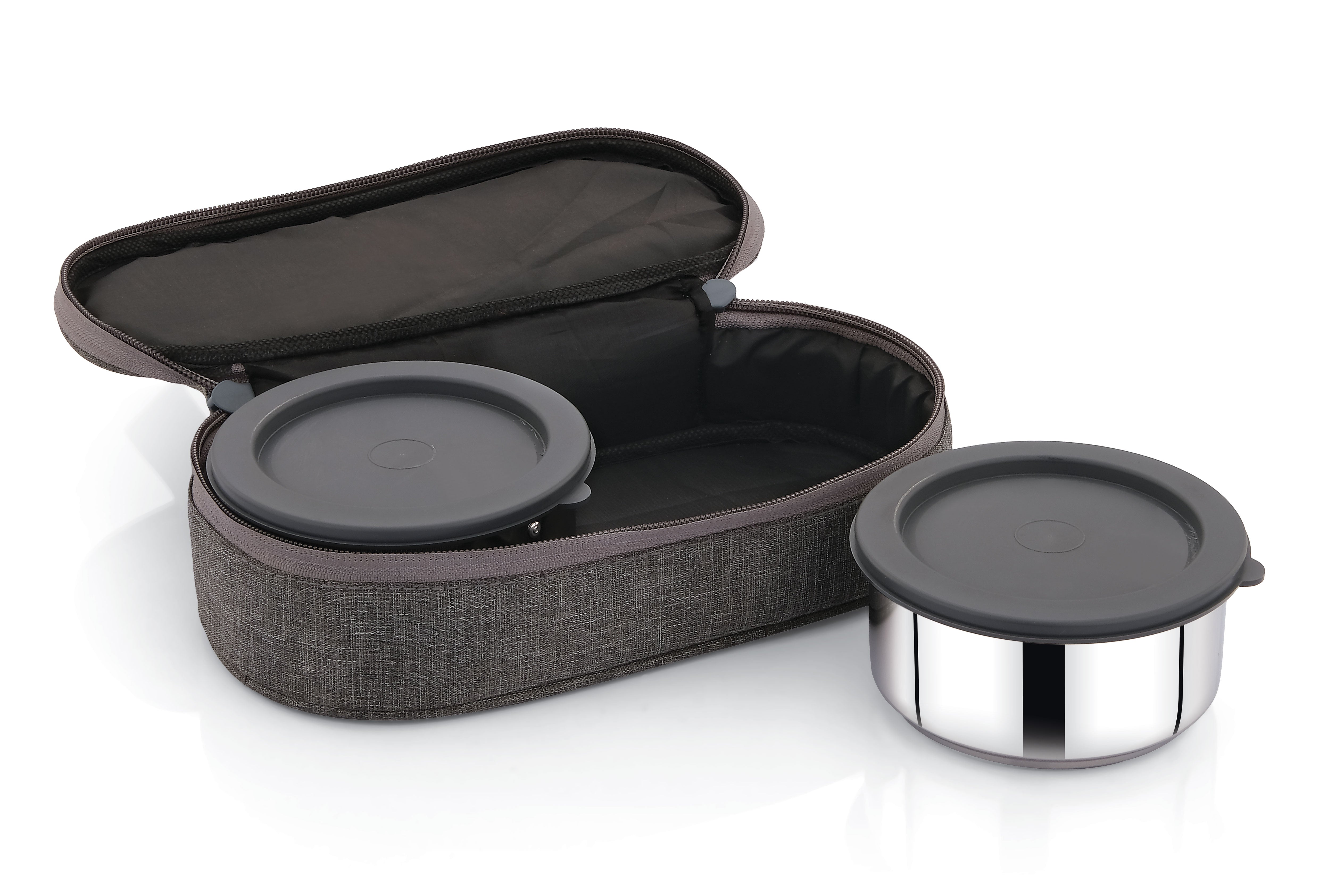 Praylady Lunchmate 300x2 | Stainless Steel 2-Container Insulated Lunch Box with Food-Grade Silicone Lid | Leak-Proof, Hot & Cold Tiffin with Bag | Keeps Food Fresh & Warm