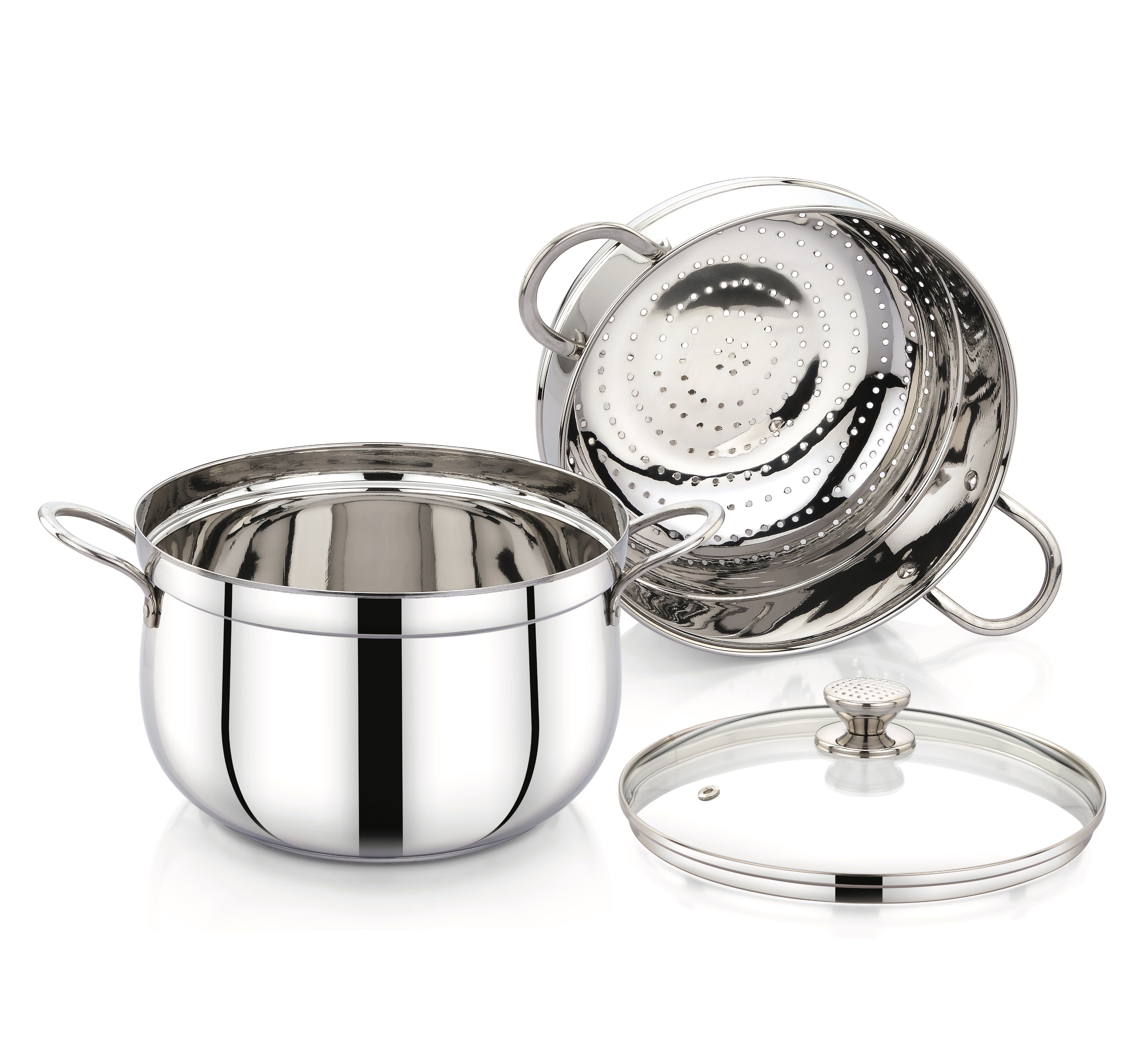 One Pot Wonder  2-in-1 Belly Shape Biryani Pot, Steamer (304 Grade Stainless Steel, 5.5 Litres)