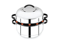 Thermal rice cooker in premium stainless steel – cooks with steam and keeps rice warm for hours without electricity. Available in 1 kg & 1.5 kg.