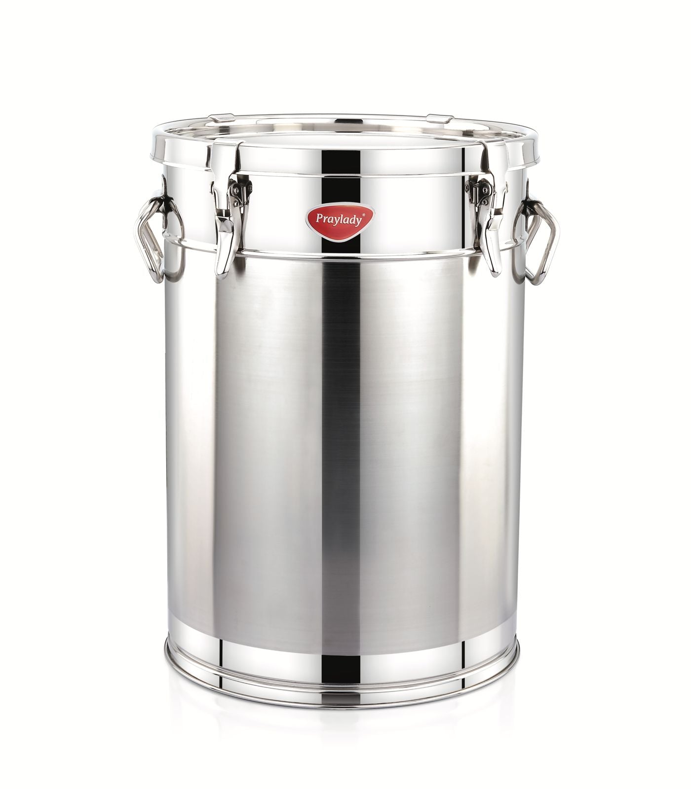 Praylady Stainless Steel Airtight & Leak-Proof Storage Drum with Lid – Unique Locking System | Food-Grade Container for Grains, Rice, Flour, Pulses & Water (10L–100L)