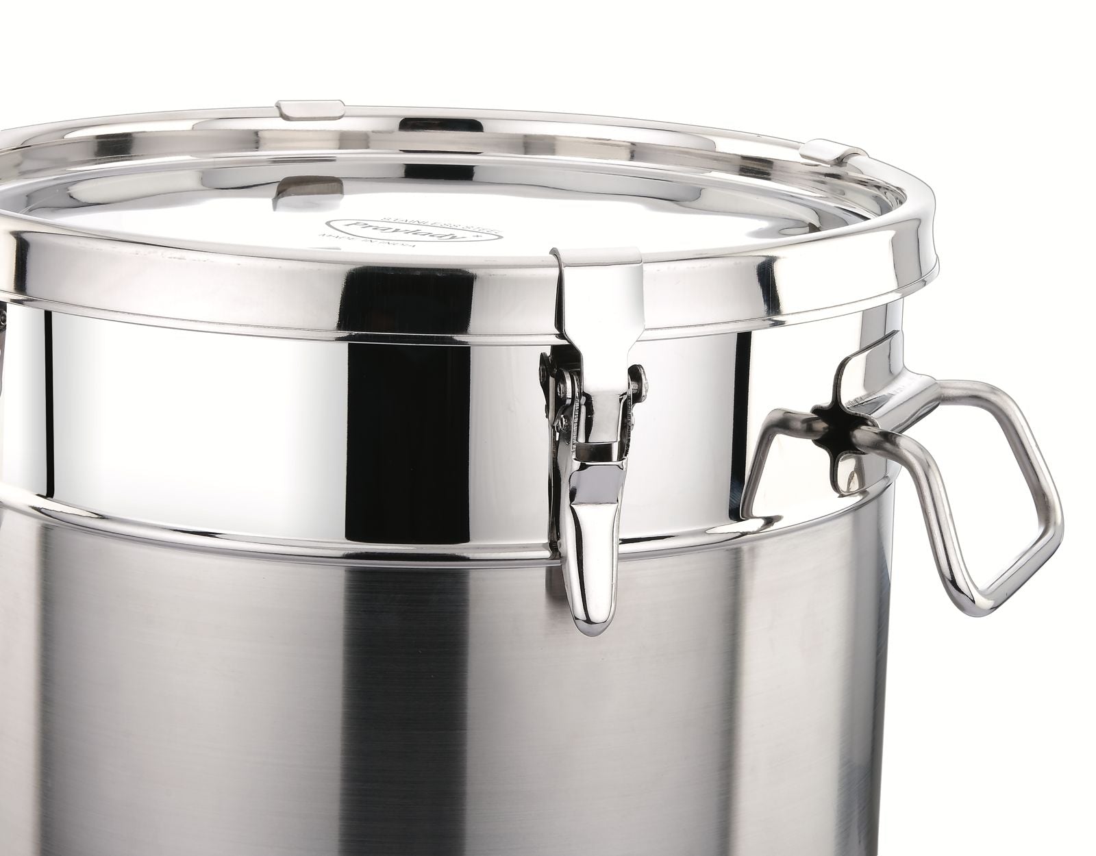 Praylady Stainless Steel Airtight & Leak-Proof Storage Drum with Lid – Unique Locking System | Food-Grade Container for Grains, Rice, Flour, Pulses & Water (10L–100L)