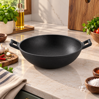 Praylady AeroIron Cast Iron Traditional Wok Kadai | Feather Lite Lightweight Cast Iron Wok Kadai | Even Heat Distribution & Excellent Heat Retention | Ideal for Stir Fry, Sautéing, Frying, Curries & Indian Cooking | 20cm & 24cm