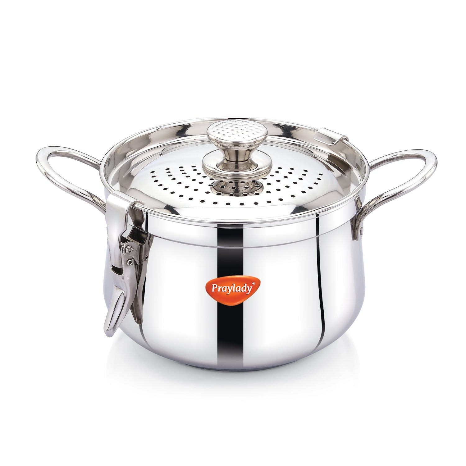 Baby Boss 3L Stainless Steel Strainer Pot with Lock – 18 cm Pasta, Rice & Vegetable Cooking Pot with Induction Base