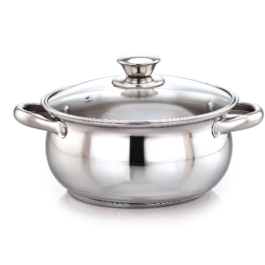 Delight 3ply belly stockpot with glass lid