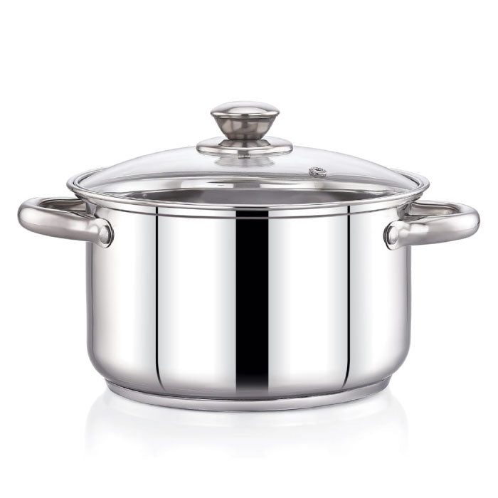 SS Delight 3ply base stock pot with a glass lid 